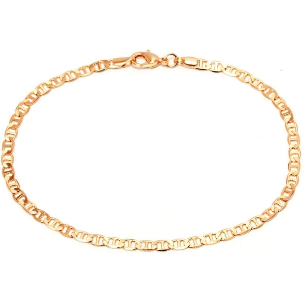 18K Gold Plated Flat Marina Link Anklet for Women - Made In Brazil